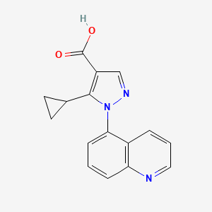 molecular formula C16H13N3O2 B3369629 5-Cyclopropyl-1-(quinolin-5-YL)-1H-pyrazole-4-carboxylic acid CAS No. 241798-75-4