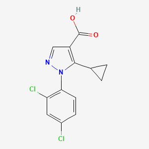 molecular formula C13H10Cl2N2O2 B3369635 5-cyclopropyl-1-(2,4-dichlorophenyl)-1H-pyrazole-4-carboxylic acid CAS No. 241800-51-1