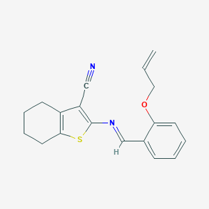 molecular formula C19H18N2OS B336964 2-{[2-(Allyloxy)benzylidene]amino}-4,5,6,7-tetrahydro-1-benzothiophene-3-carbonitrile 