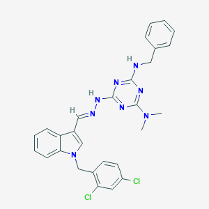 molecular formula C28H26Cl2N8 B336965 1-(2,4-dichlorobenzyl)-1H-indole-3-carbaldehyde [4-(benzylamino)-6-(dimethylamino)-1,3,5-triazin-2-yl]hydrazone 
