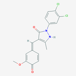 molecular formula C18H14Cl2N2O3 B336966 2-(3,4-dichlorophenyl)-4-[(E)-(3-methoxy-4-oxocyclohexa-2,5-dien-1-ylidene)methyl]-5-methyl-1H-pyrazol-3-one 