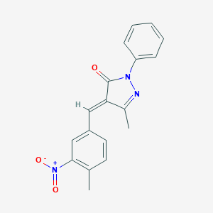 molecular formula C18H15N3O3 B336969 4-{3-nitro-4-methylbenzylidene}-5-methyl-2-phenyl-2,4-dihydro-3H-pyrazol-3-one 