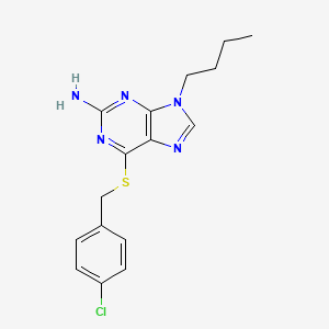 molecular formula C16H18ClN5S B3369712 9-Butyl-6-[(4-chlorophenyl)methylsulfanyl]purin-2-amine CAS No. 24398-01-4