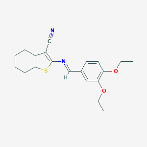 molecular formula C20H22N2O2S B336975 2-[(3,4-Diethoxybenzylidene)amino]-4,5,6,7-tetrahydro-1-benzothiophene-3-carbonitrile 