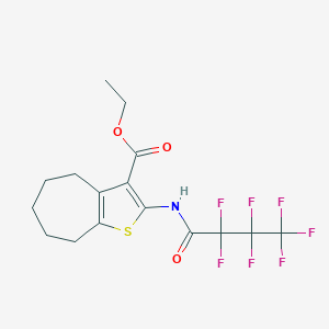 molecular formula C16H16F7NO3S B336977 ethyl 2-[(2,2,3,3,4,4,4-heptafluorobutanoyl)amino]-5,6,7,8-tetrahydro-4H-cyclohepta[b]thiophene-3-carboxylate 