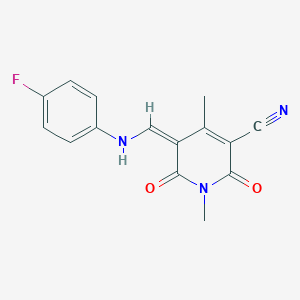 molecular formula C15H12FN3O2 B336979 (5Z)-5-[(4-fluoroanilino)methylidene]-1,4-dimethyl-2,6-dioxopyridine-3-carbonitrile 