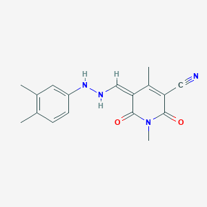 (5Z)-5-[[2-(3,4-dimethylphenyl)hydrazinyl]methylidene]-1,4-dimethyl-2,6-dioxopyridine-3-carbonitrile