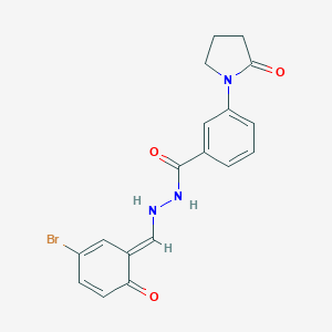 N'-[(E)-(3-bromo-6-oxocyclohexa-2,4-dien-1-ylidene)methyl]-3-(2-oxopyrrolidin-1-yl)benzohydrazide