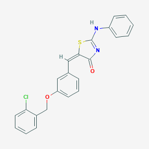 molecular formula C23H17ClN2O2S B336995 (5E)-2-anilino-5-[[3-[(2-chlorophenyl)methoxy]phenyl]methylidene]-1,3-thiazol-4-one 