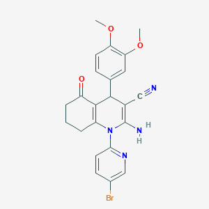 molecular formula C23H21BrN4O3 B336996 2-Amino-1-(5-bromo-2-pyridinyl)-4-(3,4-dimethoxyphenyl)-5-oxo-1,4,5,6,7,8-hexahydro-3-quinolinecarbonitrile 