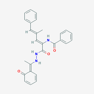 N-[(2Z,4E)-4-methyl-1-oxo-1-[2-[(1E)-1-(6-oxocyclohexa-2,4-dien-1-ylidene)ethyl]hydrazinyl]-5-phenylpenta-2,4-dien-2-yl]benzamide