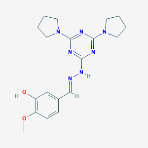 molecular formula C19H25N7O2 B337004 3-Hydroxy-4-methoxybenzaldehyde (4,6-di-1-pyrrolidinyl-1,3,5-triazin-2-yl)hydrazone 