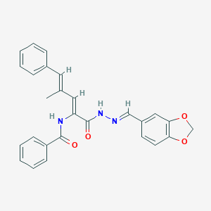 molecular formula C27H23N3O4 B337009 N-(1-{[2-(1,3-benzodioxol-5-ylmethylene)hydrazino]carbonyl}-3-methyl-4-phenyl-1,3-butadienyl)benzamide 