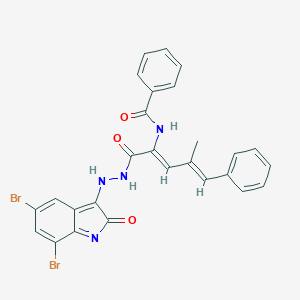 molecular formula C27H20Br2N4O3 B337010 N-[(2Z,4E)-1-[2-(5,7-dibromo-2-oxoindol-3-yl)hydrazinyl]-4-methyl-1-oxo-5-phenylpenta-2,4-dien-2-yl]benzamide 