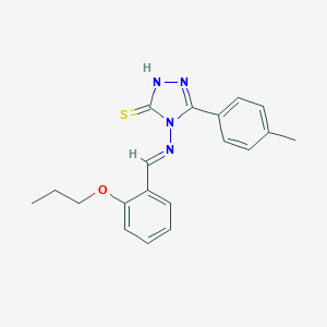 molecular formula C19H20N4OS B337019 5-(4-methylphenyl)-4-[(2-propoxybenzylidene)amino]-4H-1,2,4-triazol-3-yl hydrosulfide 