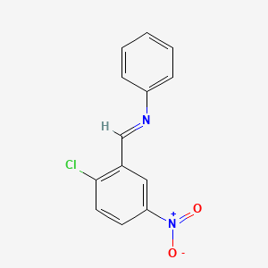 molecular formula C13H9ClN2O2 B3370225 N-[(E)-(2-chloro-5-nitrophenyl)methylidene]aniline CAS No. 34595-14-7