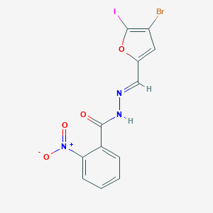molecular formula C12H7BrIN3O4 B337025 N'-[(4-bromo-5-iodo-2-furyl)methylene]-2-nitrobenzohydrazide 