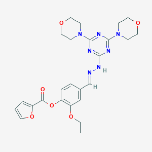 molecular formula C25H29N7O6 B337030 4-[(E)-{2-[4,6-di(morpholin-4-yl)-1,3,5-triazin-2-yl]hydrazinylidene}methyl]-2-ethoxyphenyl furan-2-carboxylate 