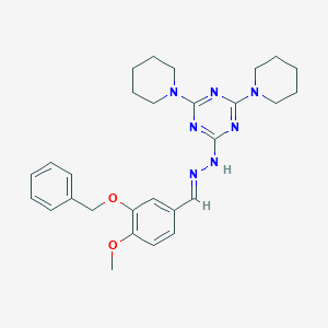 molecular formula C28H35N7O2 B337034 3-(Benzyloxy)-4-methoxybenzaldehyde [4,6-di(1-piperidinyl)-1,3,5-triazin-2-yl]hydrazone 
