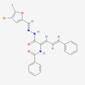 molecular formula C23H17BrIN3O3 B337035 N-[1-({2-[(4-bromo-5-iodo-2-furyl)methylene]hydrazino}carbonyl)-4-phenyl-1,3-butadienyl]benzamide 