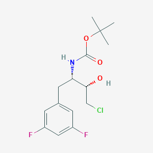 molecular formula C15H20ClF2NO3 B3370423 (1S,2S)-[3-Chloro-1-(3,5-difluoro-benzyl)-2-hydroxy-propyl]-carbamic acid tert-butyl ester CAS No. 388072-80-8