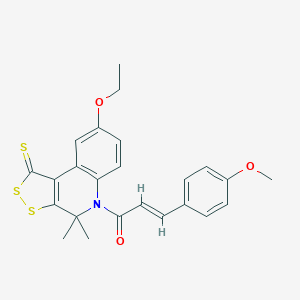 molecular formula C24H23NO3S3 B337050 8-ethoxy-5-[3-(4-methoxyphenyl)acryloyl]-4,4-dimethyl-4,5-dihydro-1H-[1,2]dithiolo[3,4-c]quinoline-1-thione 