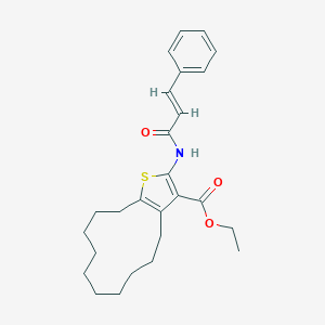 molecular formula C26H33NO3S B337051 Ethyl 2-(cinnamoylamino)-4,5,6,7,8,9,10,11,12,13-decahydrocyclododeca[b]thiophene-3-carboxylate 