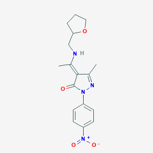 (4E)-5-methyl-2-(4-nitrophenyl)-4-[1-(oxolan-2-ylmethylamino)ethylidene]pyrazol-3-one