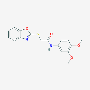 molecular formula C17H16N2O4S B337055 2-(1,3-benzoxazol-2-ylsulfanyl)-N-(3,4-dimethoxyphenyl)acetamide 