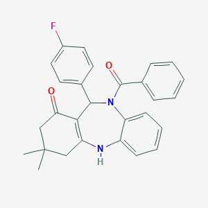 molecular formula C28H25FN2O2 B337056 5-Benzoyl-6-(4-fluorophenyl)-9,9-dimethyl-6,8,10,11-tetrahydrobenzo[b][1,4]benzodiazepin-7-one 