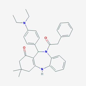 molecular formula C33H37N3O2 B337058 11-[4-(diethylamino)phenyl]-3,3-dimethyl-10-(phenylacetyl)-2,3,4,5,10,11-hexahydro-1H-dibenzo[b,e][1,4]diazepin-1-one 