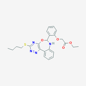 molecular formula C24H26N4O4S B337064 Ethyl {2-[3-(butylsulfanyl)-6,7-dihydro[1,2,4]triazino[5,6-d][3,1]benzoxazepin-6-yl]phenoxy}acetate 