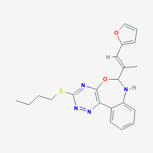 molecular formula C21H22N4O2S B337066 3-butylsulfanyl-6-[(E)-1-(furan-2-yl)prop-1-en-2-yl]-6,7-dihydro-[1,2,4]triazino[5,6-d][3,1]benzoxazepine 