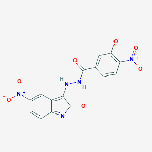 molecular formula C16H11N5O7 B337069 3-methoxy-4-nitro-N'-(5-nitro-2-oxoindol-3-yl)benzohydrazide 