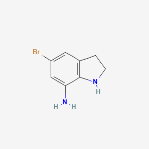 molecular formula C8H9BrN2 B3370691 5-溴-2,3-二氢-1H-吲哚-7-胺 CAS No. 503621-32-7