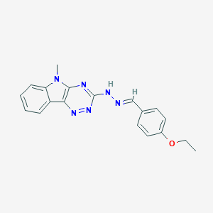 molecular formula C19H18N6O B337076 4-ethoxybenzaldehyde (5-methyl-5H-[1,2,4]triazino[5,6-b]indol-3-yl)hydrazone 