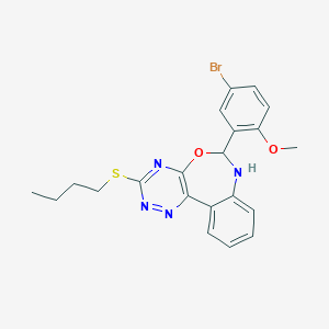 molecular formula C21H21BrN4O2S B337077 6-(5-Bromo-2-methoxyphenyl)-3-(butylthio)-6,7-dihydro[1,2,4]triazino[5,6-d][3,1]benzoxazepine 