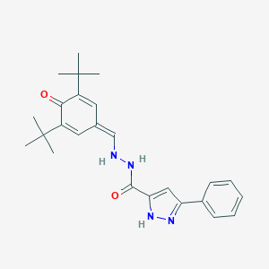 molecular formula C25H30N4O2 B337099 N'-[(3,5-ditert-butyl-4-oxocyclohexa-2,5-dien-1-ylidene)methyl]-3-phenyl-1H-pyrazole-5-carbohydrazide 