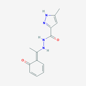 5-methyl-N'-[(1E)-1-(6-oxocyclohexa-2,4-dien-1-ylidene)ethyl]-1H-pyrazole-3-carbohydrazide