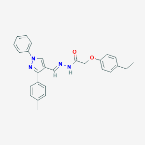 molecular formula C27H26N4O2 B337106 2-(4-ethylphenoxy)-N'-{[3-(4-methylphenyl)-1-phenyl-1H-pyrazol-4-yl]methylene}acetohydrazide 