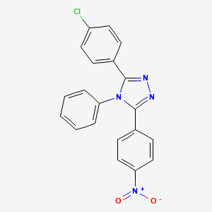 molecular formula C20H13ClN4O2 B3371090 4H-1,2,4-Triazole, 3-(4-chlorophenyl)-5-(4-nitrophenyl)-4-phenyl- CAS No. 62507-59-9