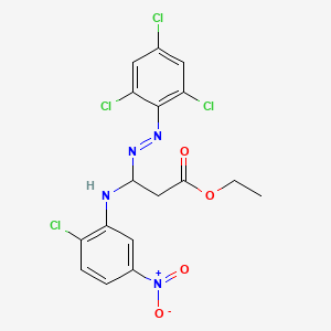 molecular formula C17H14Cl4N4O4 B3371189 Propanoic acid, 3-((2-chloro-5-nitrophenyl)amino)-3-((2,4,6-trichlorophenyl)hydrazono)-, ethyl ester CAS No. 63745-97-1