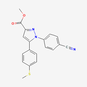 molecular formula C19H15N3O2S B3371205 Methyl 1-(4-cyano-phenyl)-5-(4-methylsulfanyl-phenyl)-1H-pyrazole-3-carboxylate CAS No. 640727-98-6
