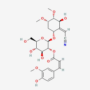 molecular formula C26H33NO12 B3371331 [(2R,3R,4S,5S,6R)-2-[(1R,2Z,3S,4R,5S)-2-(cyanomethylidene)-3-hydroxy-4,5-dimethoxycyclohexyl]oxy-4,5-dihydroxy-6-(hydroxymethyl)oxan-3-yl] (Z)-3-(4-hydroxy-3-methoxyphenyl)prop-2-enoate CAS No. 67411-22-7