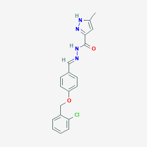 molecular formula C19H17ClN4O2 B337134 N'-{4-[(2-chlorobenzyl)oxy]benzylidene}-3-methyl-1H-pyrazole-5-carbohydrazide 