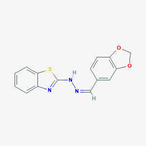 molecular formula C15H11N3O2S B337137 N-[(Z)-1,3-benzodioxol-5-ylmethylideneamino]-1,3-benzothiazol-2-amine 