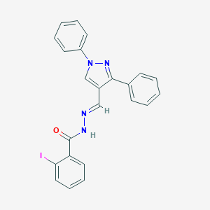 molecular formula C23H17IN4O B337144 N'-[(1,3-diphenyl-1H-pyrazol-4-yl)methylene]-2-iodobenzohydrazide 