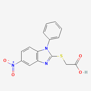 molecular formula C15H11N3O4S B3371976 2-[(5-nitro-1-phenyl-1H-1,3-benzodiazol-2-yl)sulfanyl]acetic acid CAS No. 853725-39-0