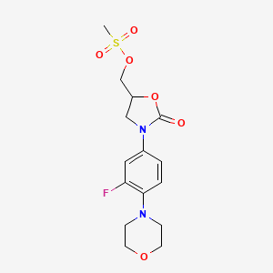 molecular formula C15H19FN2O6S B3372009 (3-(3-Fluoro-4-morpholinophenyl)-2-oxooxazolidin-5-yl)methyl methanesulfonate CAS No. 858344-36-2