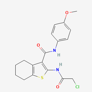 molecular formula C18H19ClN2O3S B3372119 2-[(chloroacetyl)amino]-N-(4-methoxyphenyl)-4,5,6,7-tetrahydro-1-benzothiophene-3-carboxamide CAS No. 873810-50-5